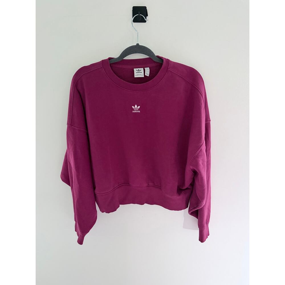 Adidas Originals Adicolor Essentials Embroidered Deep Purple Sweatshirt-Size S - Picture 2 of 7